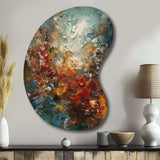 Autumn Bliss Afternoon Abstract Red Orange Blue I - Asymmetric Metal Wall Art