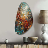 Autumn Bliss Afternoon Abstract Red Orange Blue I - Asymmetric Metal Wall Art