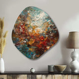 Autumn Bliss Afternoon Abstract Red Orange Blue I - Asymmetric Metal Wall Art