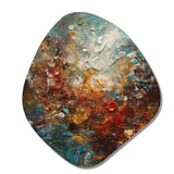 Autumn Bliss Afternoon Abstract Red Orange Blue I - Asymmetric Metal Wall Art