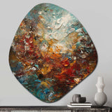 Autumn Bliss Afternoon Abstract Red Orange Blue I - Asymmetric Metal Wall Art