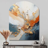 Golden Sunrisre Abstract Gold And Nova Blue I - Asymmetric Metal Wall Art