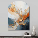 Golden Sunrisre Abstract Gold And Nova Blue I - Asymmetric Metal Wall Art