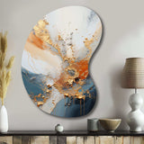 Golden Sunrisre Abstract Gold And Nova Blue I - Asymmetric Metal Wall Art