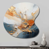 Golden Sunrisre Abstract Gold And Nova Blue I - Asymmetric Metal Wall Art