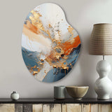 Golden Sunrisre Abstract Gold And Nova Blue I - Asymmetric Metal Wall Art