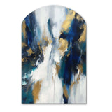 Indigo Awakening Abstract In Blue And Gold - Asymmetric Metal Wall Art