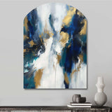 Indigo Awakening Abstract In Blue And Gold - Asymmetric Metal Wall Art