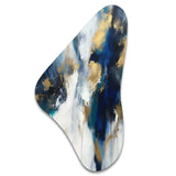 Indigo Awakening Abstract In Blue And Gold - Asymmetric Metal Wall Art