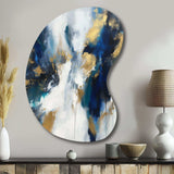 Indigo Awakening Abstract In Blue And Gold - Asymmetric Metal Wall Art