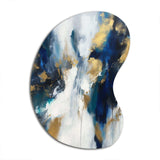 Indigo Awakening Abstract In Blue And Gold - Asymmetric Metal Wall Art