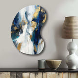 Indigo Awakening Abstract In Blue And Gold - Asymmetric Metal Wall Art