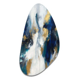 Indigo Awakening Abstract In Blue And Gold - Asymmetric Metal Wall Art