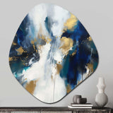 Indigo Awakening Abstract In Blue And Gold - Asymmetric Metal Wall Art