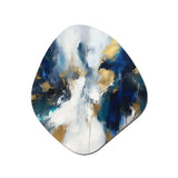 Indigo Awakening Abstract In Blue And Gold - Asymmetric Metal Wall Art