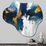 Feeling Spirit Abstract In Nova Blue And Gold - Asymmetric Metal Wall Art