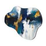 Feeling Spirit Abstract In Nova Blue And Gold - Asymmetric Metal Wall Art