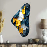 Spring Bliss Abstract Turquoise And Yellow I - Asymmetric Metal Wall Art