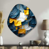 Spring Bliss Abstract Turquoise And Yellow I - Asymmetric Metal Wall Art