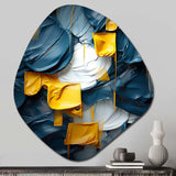 Spring Bliss Abstract Turquoise And Yellow I - Asymmetric Metal Wall Art