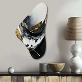 Exquisite Darling Gold Abstract Wave On Black - Asymmetric Metal Wall Art