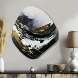 Exquisite Darling Gold Abstract Wave On Black - Asymmetric Metal Wall Art