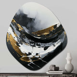 Exquisite Darling Gold Abstract Wave On Black - Asymmetric Metal Wall Art