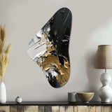 Exquisite Darling Gold Abstract Wave On Black I - Asymmetric Metal Wall Art