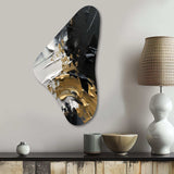 Exquisite Darling Gold Abstract Wave On Black I - Asymmetric Metal Wall Art