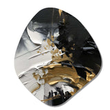 Exquisite Darling Gold Abstract Wave On Black I - Asymmetric Metal Wall Art