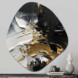 Exquisite Darling Gold Abstract Wave On Black I - Asymmetric Metal Wall Art