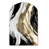 Exquisite Darling Gold Abstract Wave On Black IV - Asymmetric Metal Wall Art