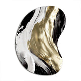 Exquisite Darling Gold Abstract Wave On Black IV - Asymmetric Metal Wall Art