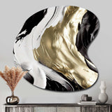 Exquisite Darling Gold Abstract Wave On Black IV - Asymmetric Metal Wall Art