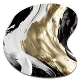 Exquisite Darling Gold Abstract Wave On Black IV - Asymmetric Metal Wall Art