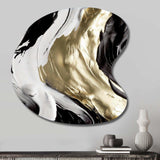 Exquisite Darling Gold Abstract Wave On Black IV - Asymmetric Metal Wall Art