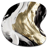 Exquisite Darling Gold Abstract Wave On Black IV - Asymmetric Metal Wall Art