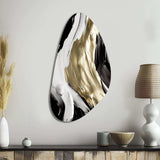 Exquisite Darling Gold Abstract Wave On Black IV - Asymmetric Metal Wall Art