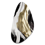 Exquisite Darling Gold Abstract Wave On Black IV - Asymmetric Metal Wall Art