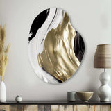 Exquisite Darling Gold Abstract Wave On Black IV - Asymmetric Metal Wall Art