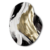 Exquisite Darling Gold Abstract Wave On Black IV - Asymmetric Metal Wall Art