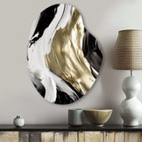 Exquisite Darling Gold Abstract Wave On Black IV - Asymmetric Metal Wall Art