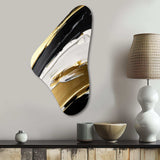 Waves Of Midnight Passion Abstract Black Gold - Asymmetric Metal Wall Art