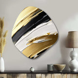 Waves Of Midnight Passion Abstract Black Gold - Asymmetric Metal Wall Art