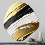 Waves Of Midnight Passion Abstract Black Gold - Asymmetric Metal Wall Art