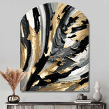 Rhythm Of Pleasure Abstract Black And Gold I - Asymmetric Metal Wall Art