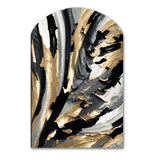 Rhythm Of Pleasure Abstract Black And Gold I - Asymmetric Metal Wall Art