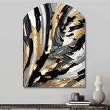 Rhythm Of Pleasure Abstract Black And Gold I - Asymmetric Metal Wall Art