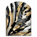 Rhythm Of Pleasure Abstract Black And Gold I - Asymmetric Metal Wall Art