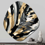 Rhythm Of Pleasure Abstract Black And Gold I - Asymmetric Metal Wall Art